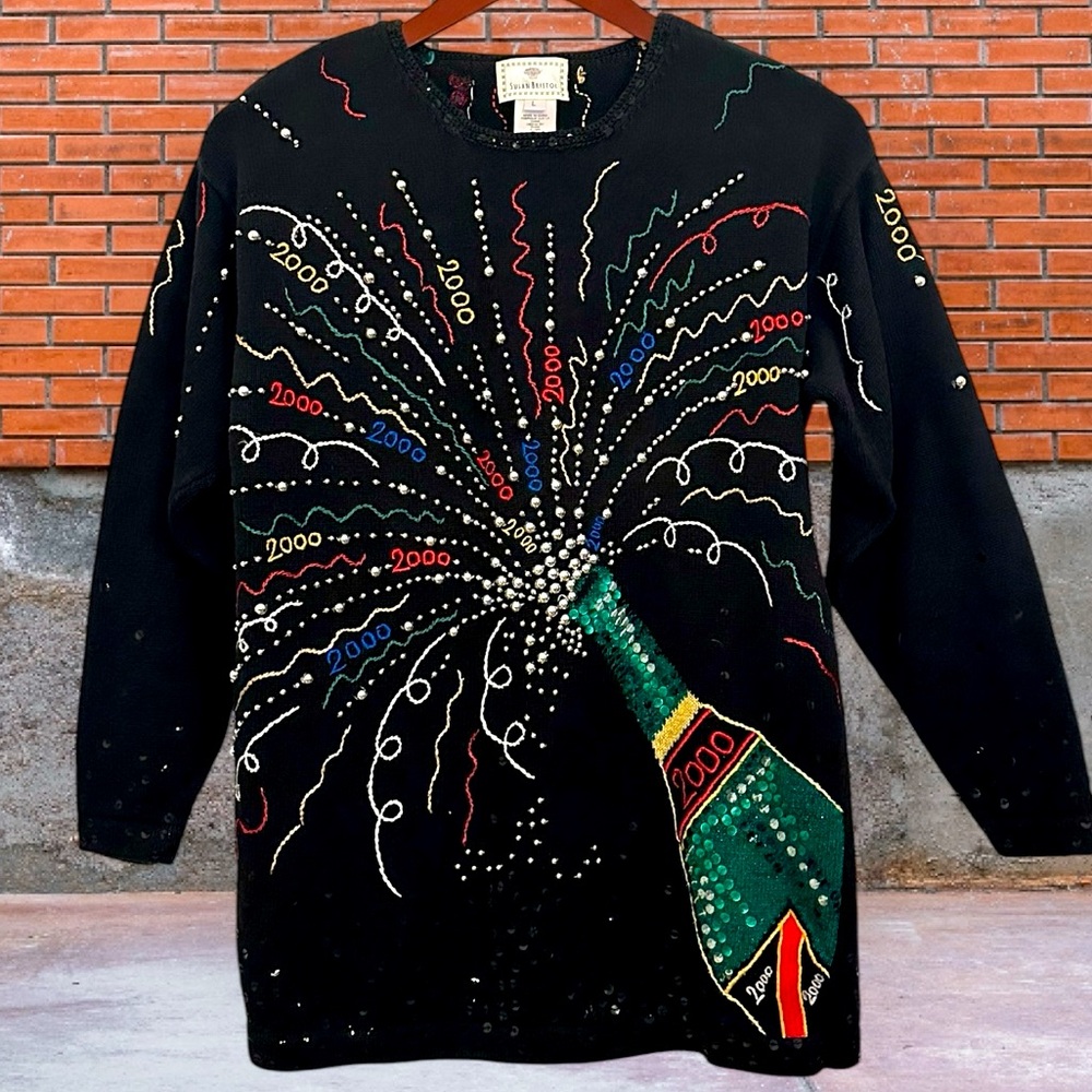 Extremely Rare Vintage 1999 NYE Holiday Sweater by Susan Bristol- Size Large